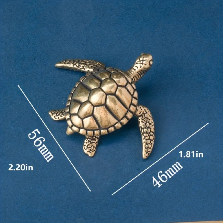 Miniature Brass Sea Turtle Sculpture