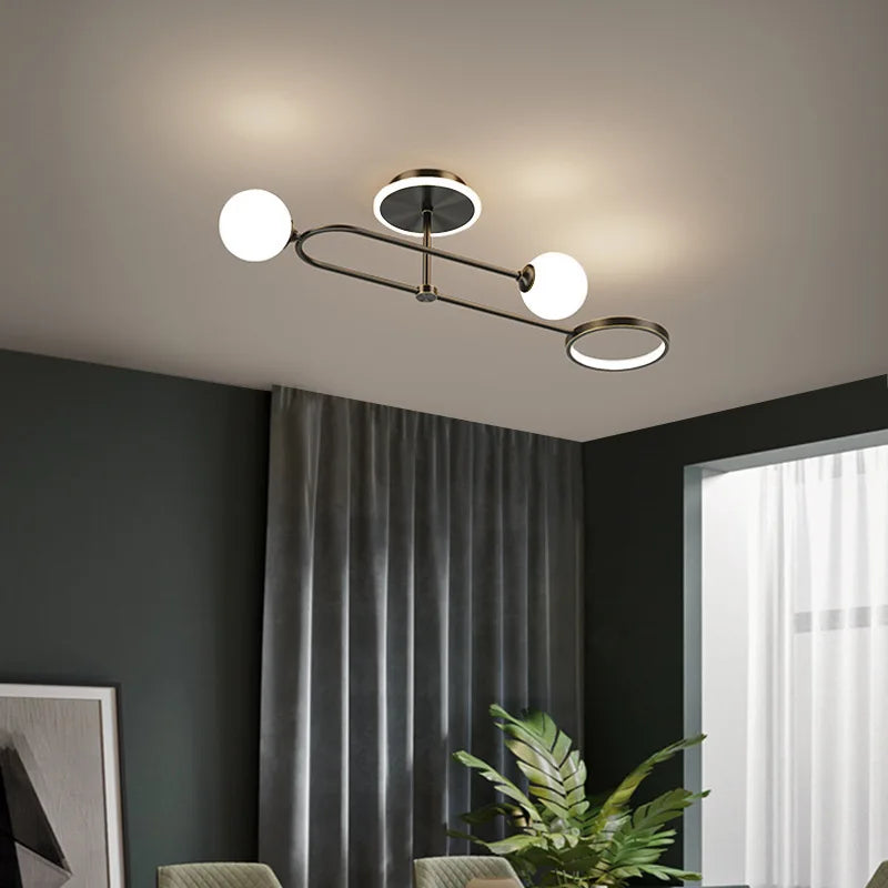 Globe and Ring Semi-Flush Ceiling Light