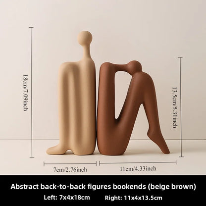 Abstract Back-to-Back Figure Porcelain Bookends