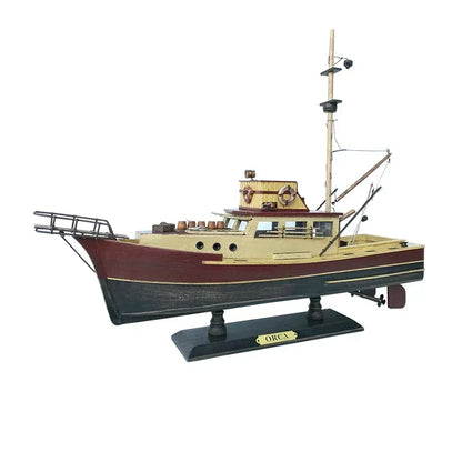 Solid Wood Fishing Vessel Model Sculpture