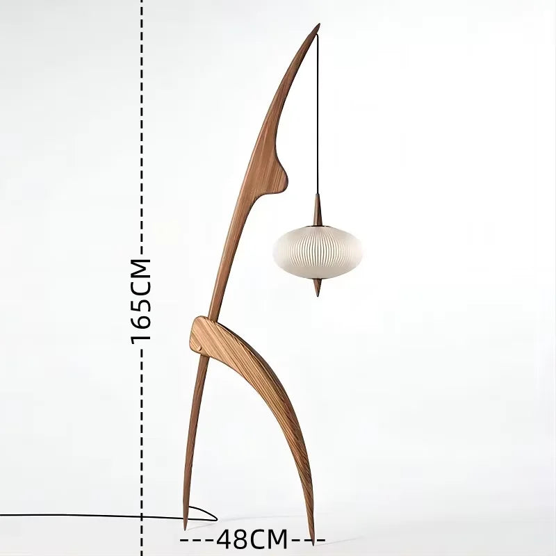 Walnut Wood Japanese-Style Floor Lamp