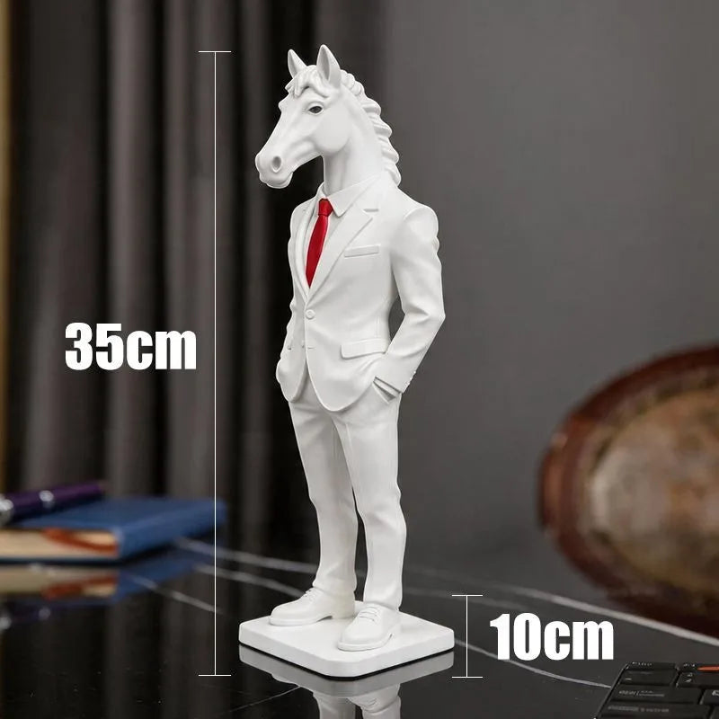 Suited Horse Resin Sculpture