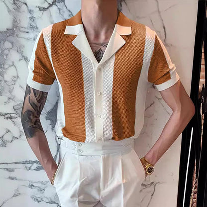 Contrast Stripe Knit Shirt