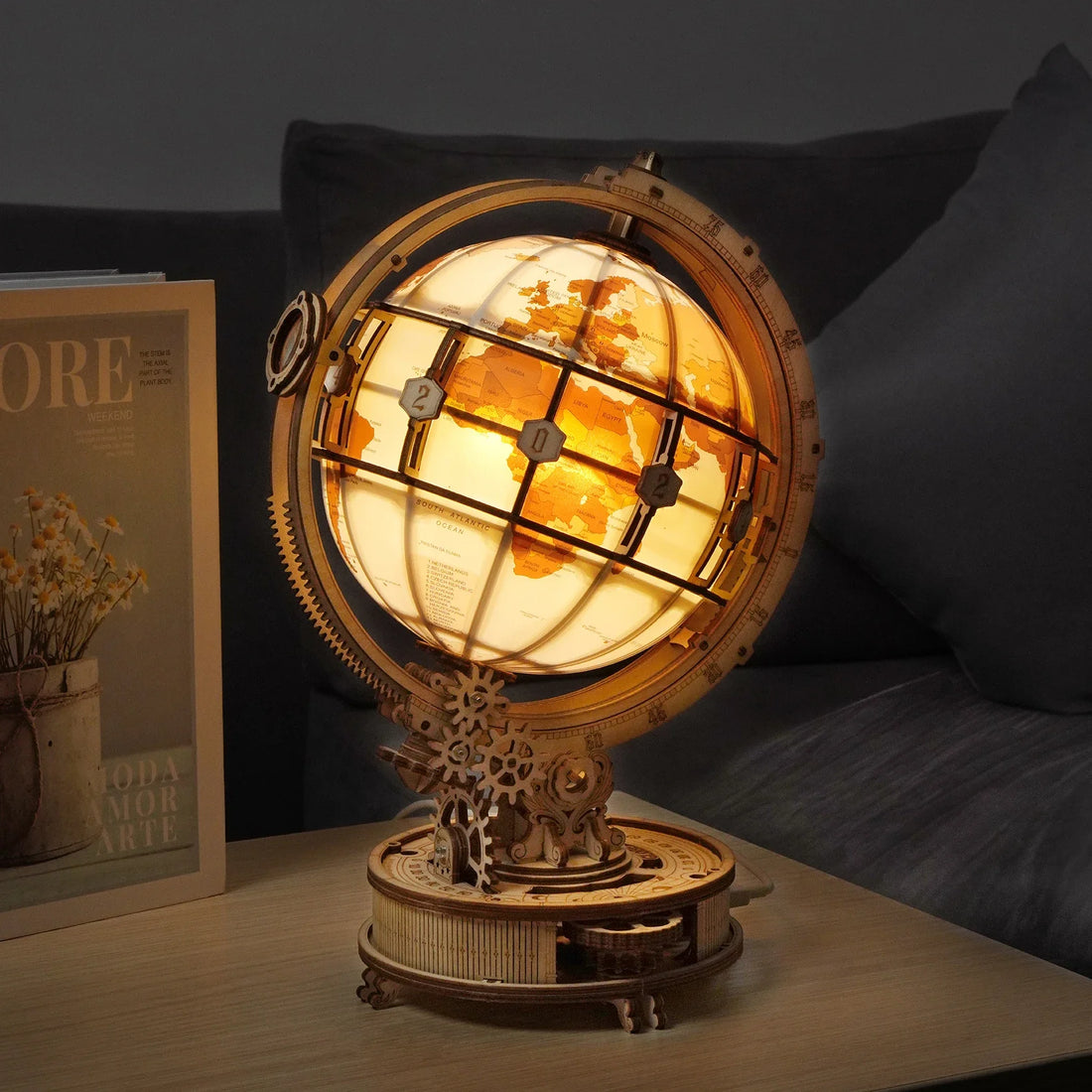 Wooden Puzzle Globe Light