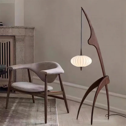Walnut Wood Japanese-Style Floor Lamp