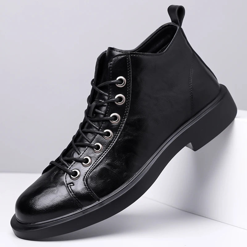 The Beckett — High-Top Lace-Up Boot in Tumbled Leather
