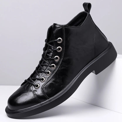 The Beckett — High-Top Lace-Up Boot in Tumbled Leather