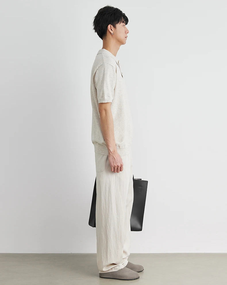 Woven Lapel Polo Shirt