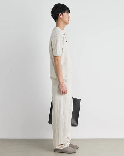 Woven Lapel Polo Shirt