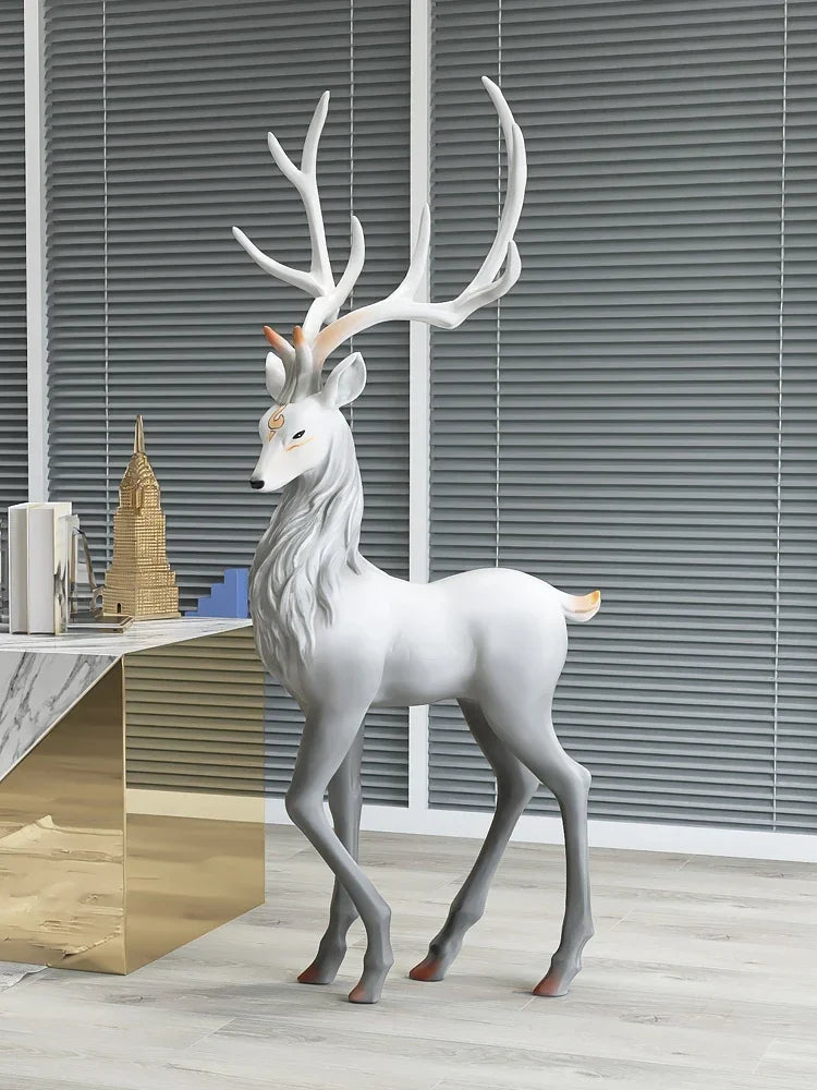 Life-Size Stag Sculpture – Luxury Resin Floor Statement Piece