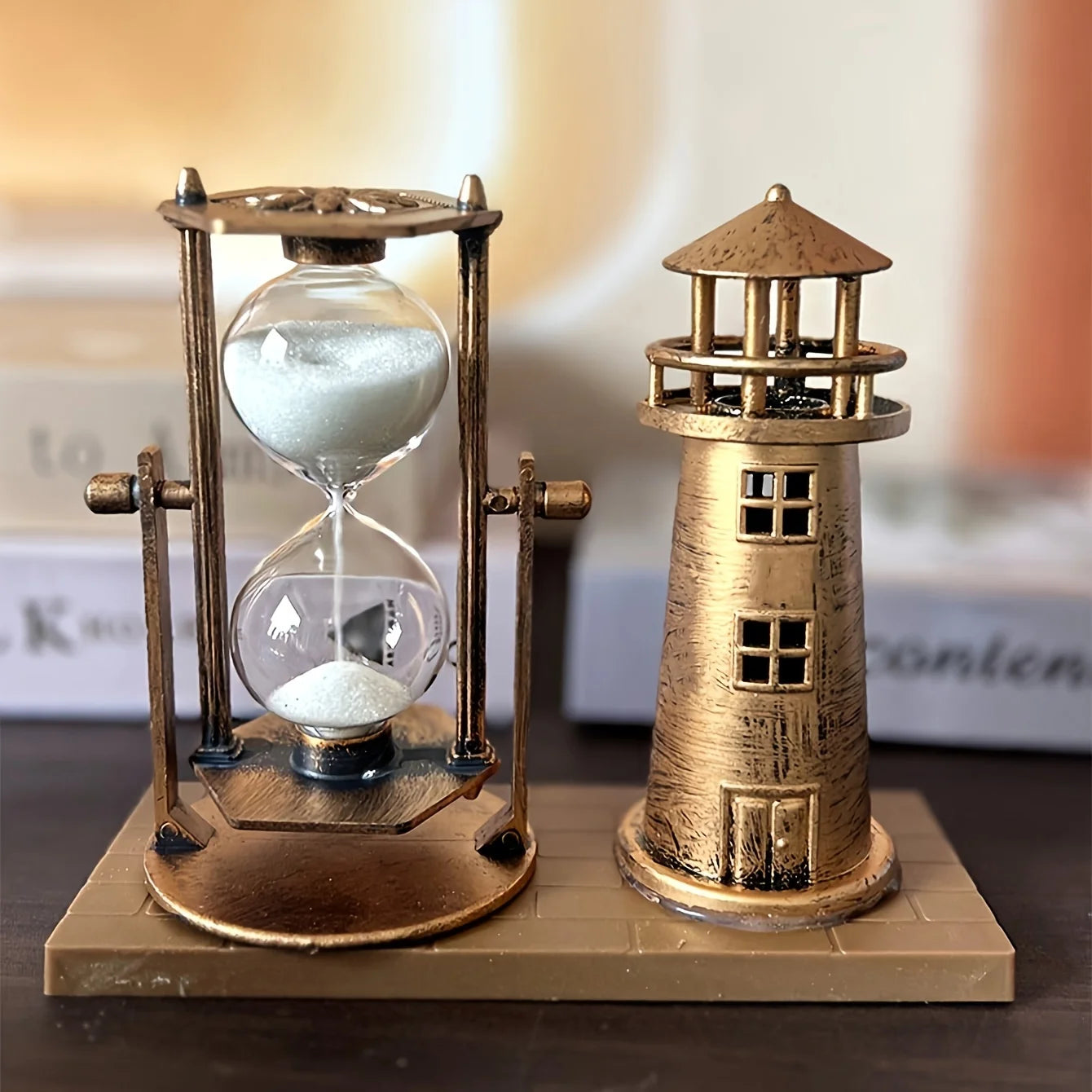 Bronze Lighthouse Hourglass Ornament