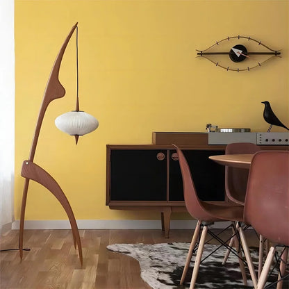 Walnut Wood Japanese-Style Floor Lamp