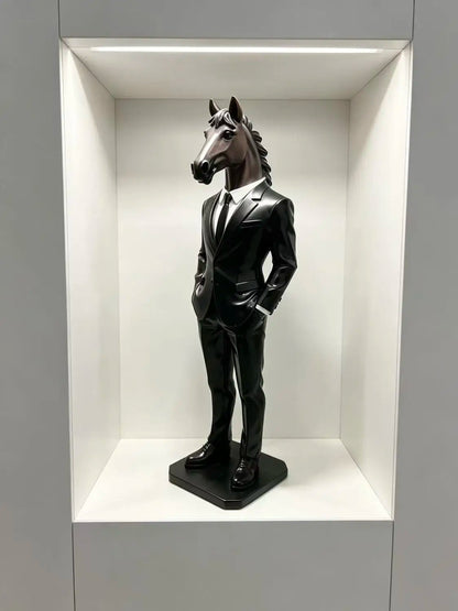 Suited Horse Resin Sculpture