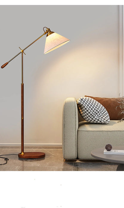 The Nordica - Walnut Wood &amp; Brass Floor Lamp