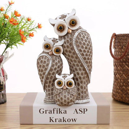 Owl Family Statue Set