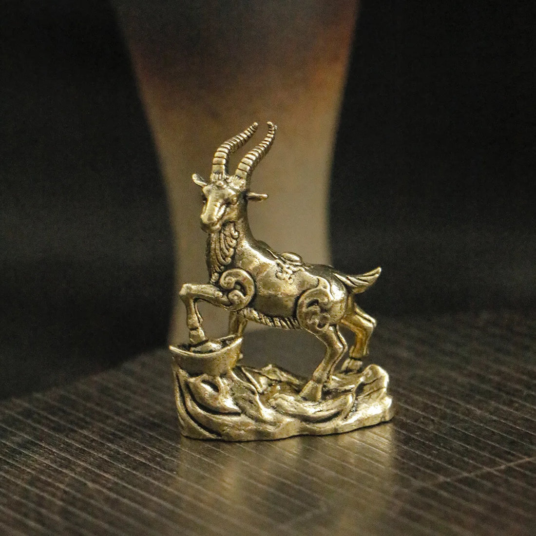 Miniature Brass Goat Sculpture