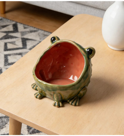 Enameled Ceramic Frog Storage Bowl