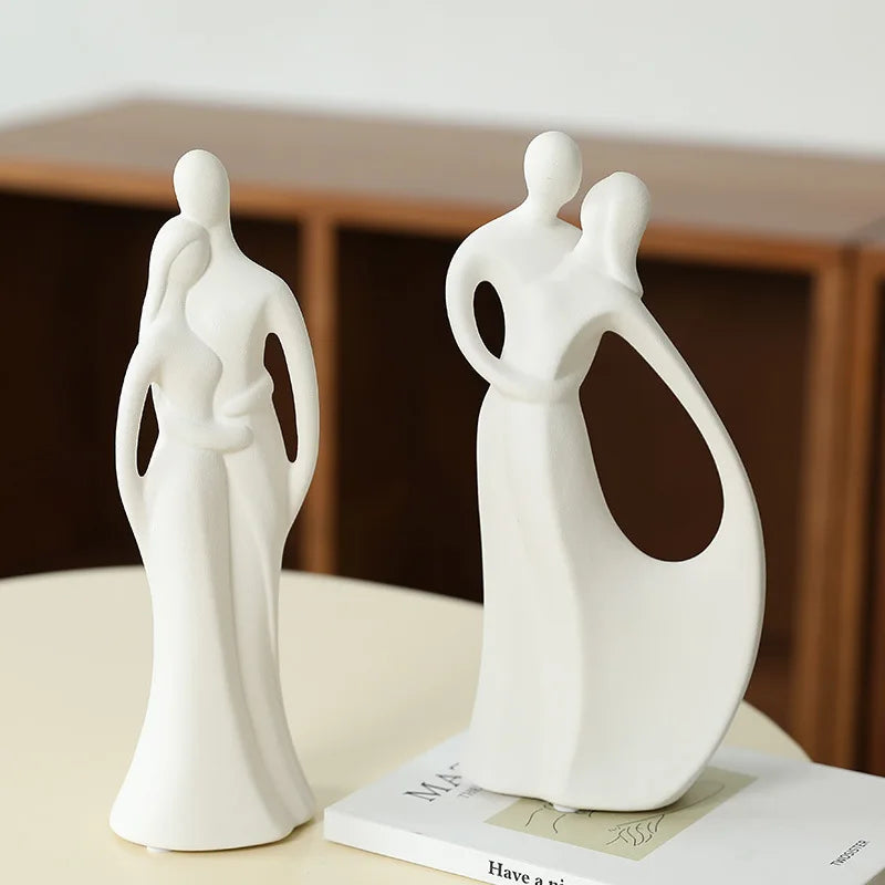 Nordic Pop Art Ceramic Couple Sculpture