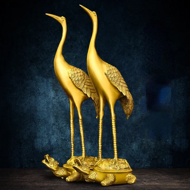 ETERNAL COMPANIONS | Crane on Tortoise Sculpture