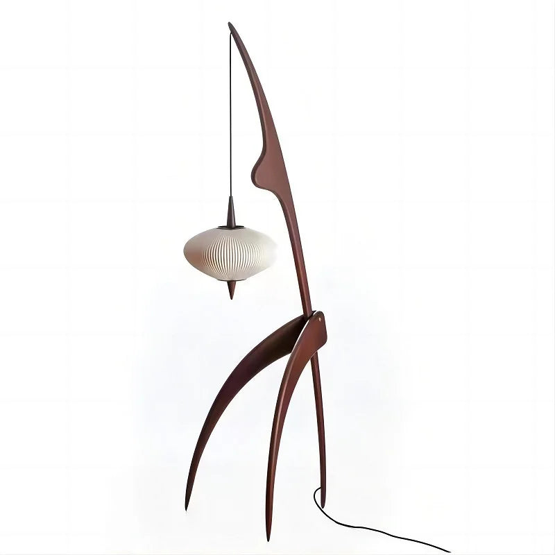 Walnut Wood Japanese-Style Floor Lamp