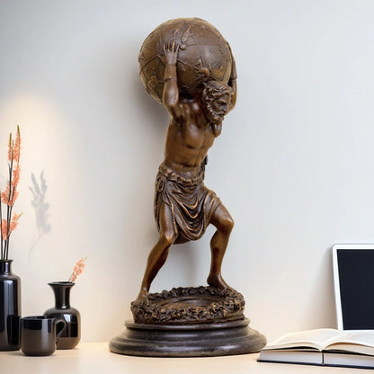 The Burden - Atlas Carrying Celestial Sphere Bronze Sculpture