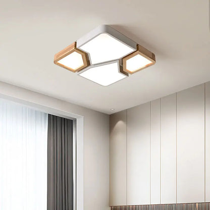 Geometra - Nordic Style Geometric Ceiling Light with Wood Finish