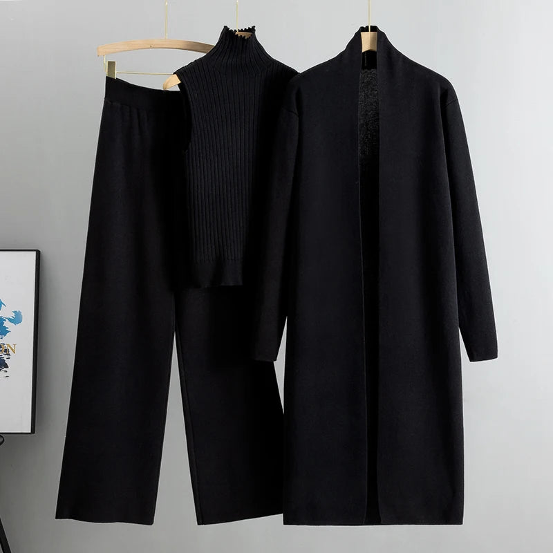 Élégance Trois: Luxe Knitted 3-Piece Set