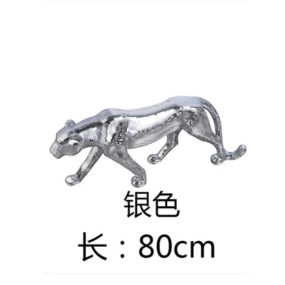 Mirror-Tile Leopard Sculpture