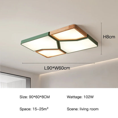 Geometra - Nordic Style Geometric Ceiling Light with Wood Finish