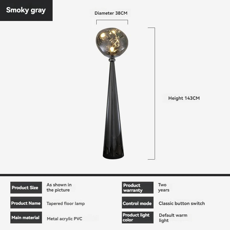 The Vulcan - Organic Form Floor Lamp with Smoke Gray Shade