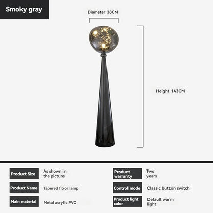 The Vulcan - Organic Form Floor Lamp with Smoke Gray Shade