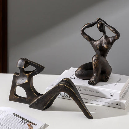Abstract Retro Girl Resin Sculpture