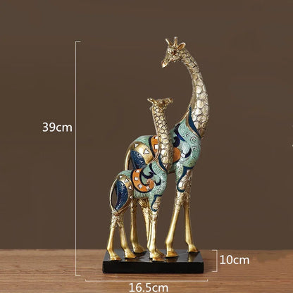 The Bond - Mother &amp; Child Giraffe Sculpture in Gold-Finished Resin