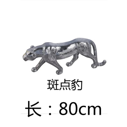 Mirror-Tile Leopard Sculpture
