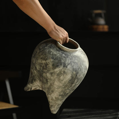 Vintage Coarse Pottery Tabletop Vase