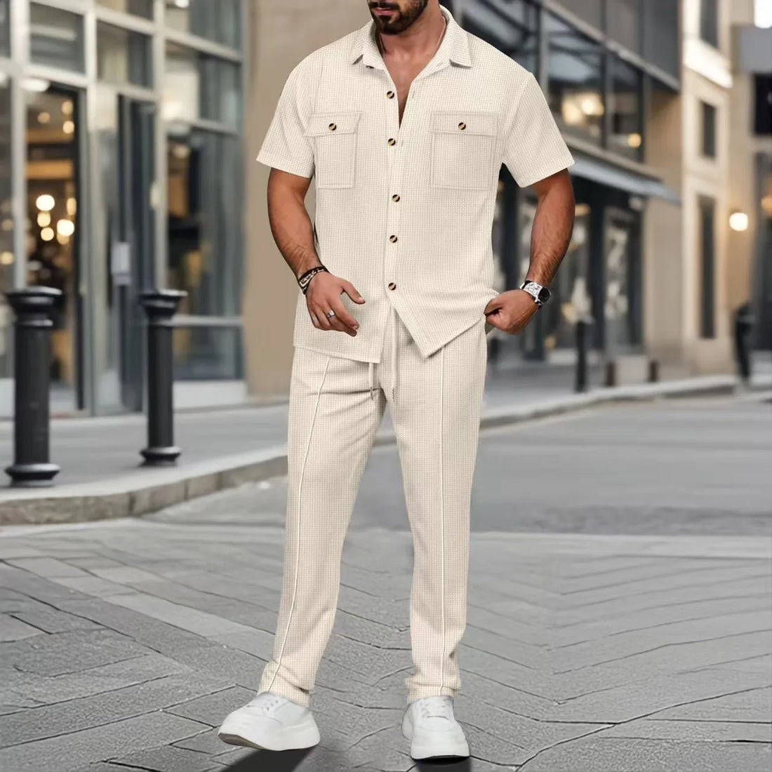 ButtonSet™ Linen-Look Shirt &amp; Pants