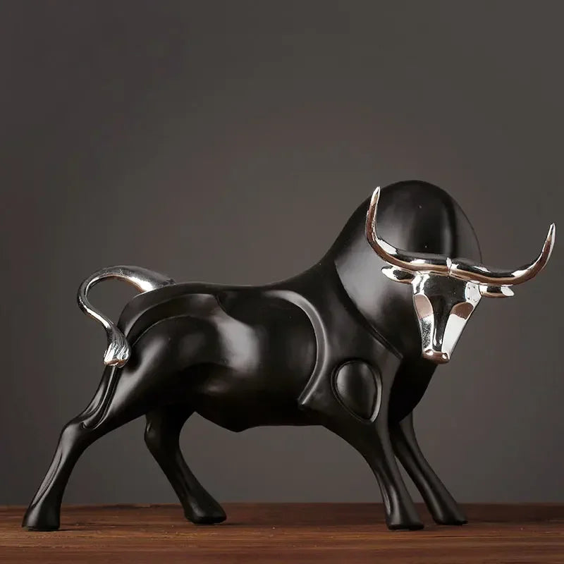 Obsidian Bull Sculpture