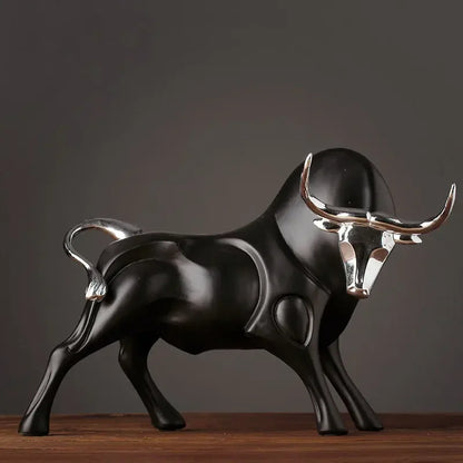 Obsidian Bull Sculpture
