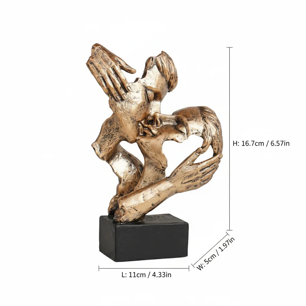 Vintage Bronze Embracing Couple Figurine