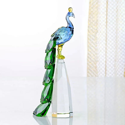 FACETED CRYSTAL PEACOCK SCULPTURE