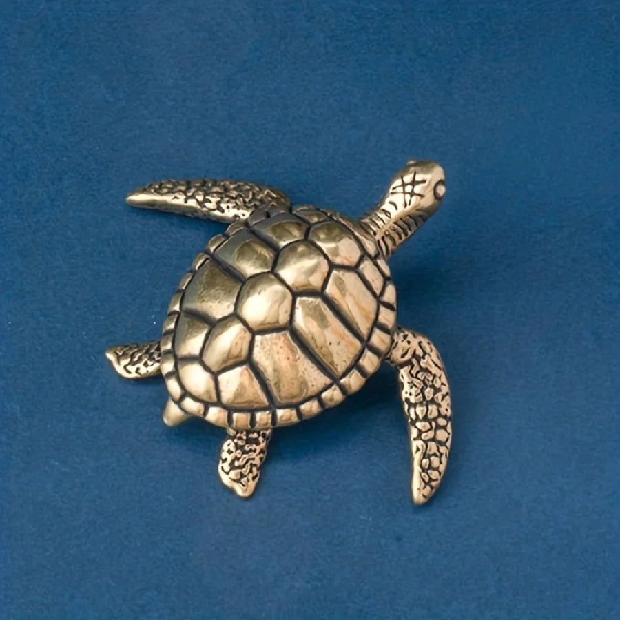 Miniature Brass Sea Turtle Sculpture