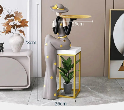 Fashion Figure Floor Sculpture with Tray