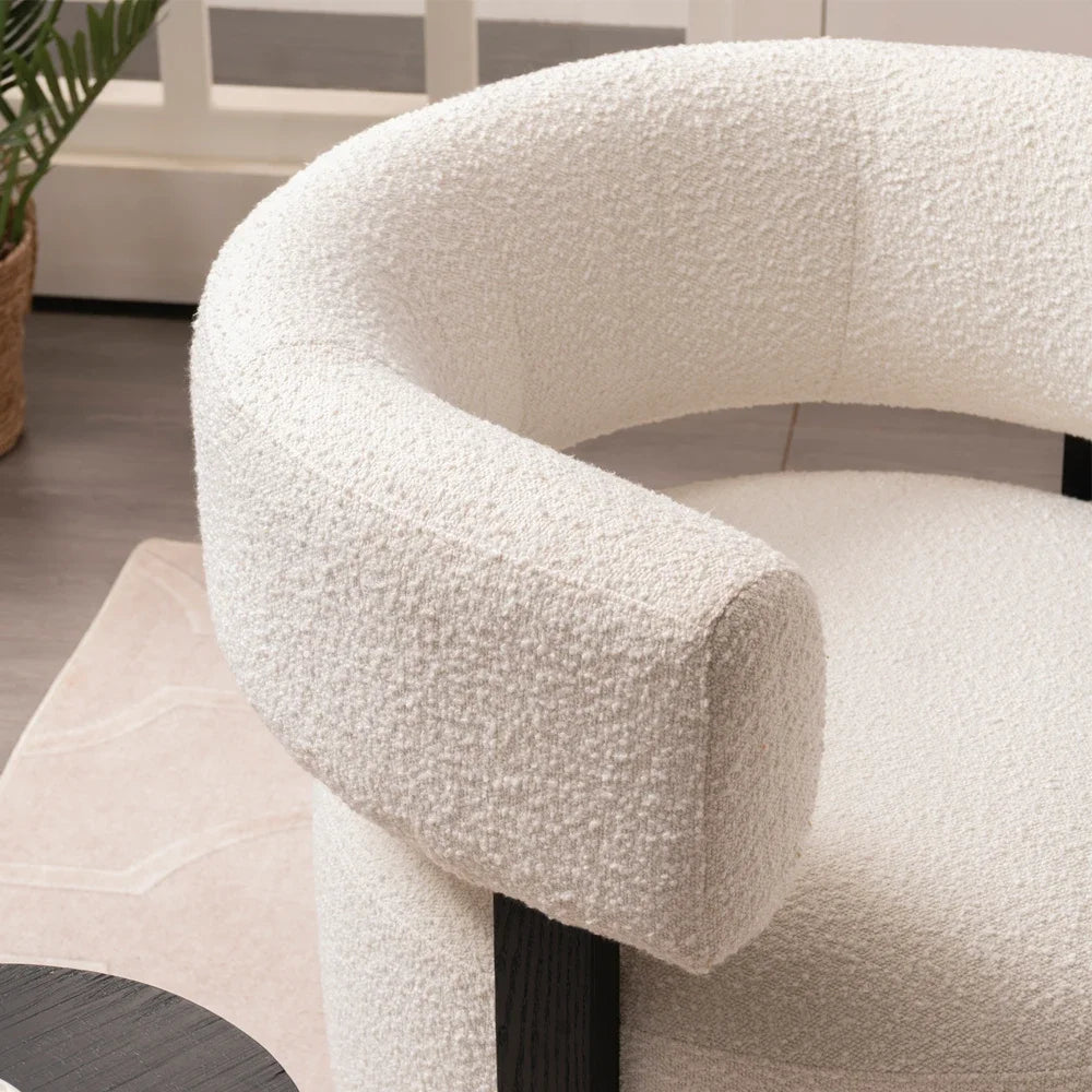 Curved Boucle Lounge Chair