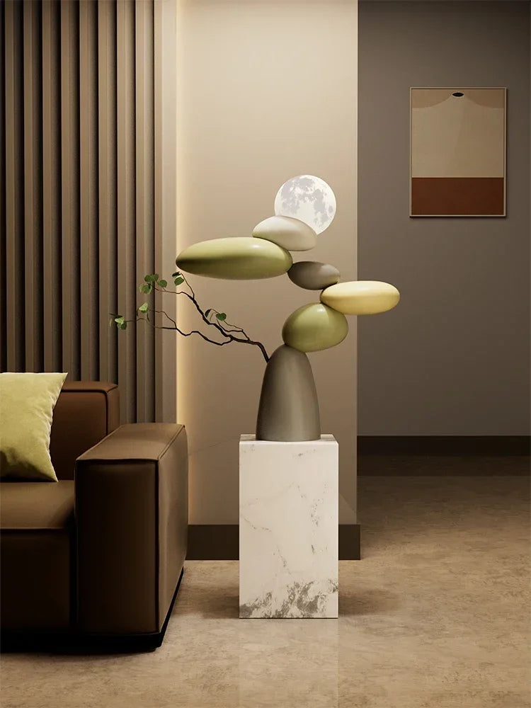 Luminous Resin Landscape Stone Sculpture