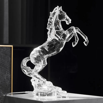 Faceted Acrylic Rearing Horse Sculpture