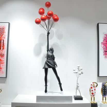 BALLOON GIRL SCULPTURE with Wire Balloon Forms