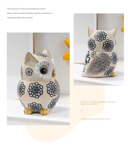 Floral Motif Owl Figurine