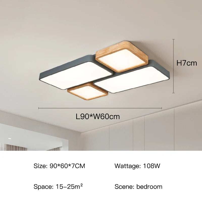 Geometra - Nordic Style Geometric Ceiling Light with Wood Finish