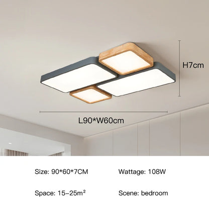 Geometra - Nordic Style Geometric Ceiling Light with Wood Finish
