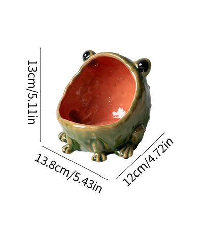 Enameled Ceramic Frog Storage Bowl